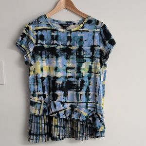 Simply Vera Vera Wang Graphic Pleated T-shirt Blouse Oversized Size S